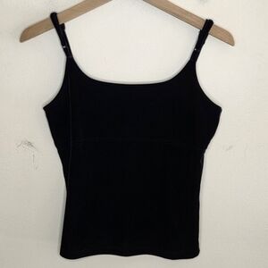 Y2K Joule | Black Velvet Velour Adjustable Strap Cami Tank